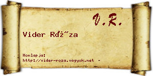 Vider Róza névjegykártya